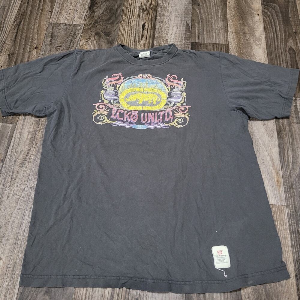 Vintage Ecko Unlimited T shirt streetwear Y2k Size XL Faded Tee Distressed